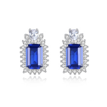 High Quality Custom Blue S925 Silver CZ Wedding Stud Earrings